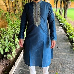 Indian Designer Men's Kurta Pajama Koti Set Ethnic Party Traditional size 40